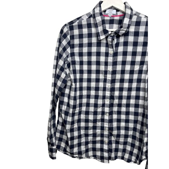 Crown and Ivy Top Women Button Up Shirt Preppy Checkered Blue Plaid Plus Size 0X - Picture 2 of 12